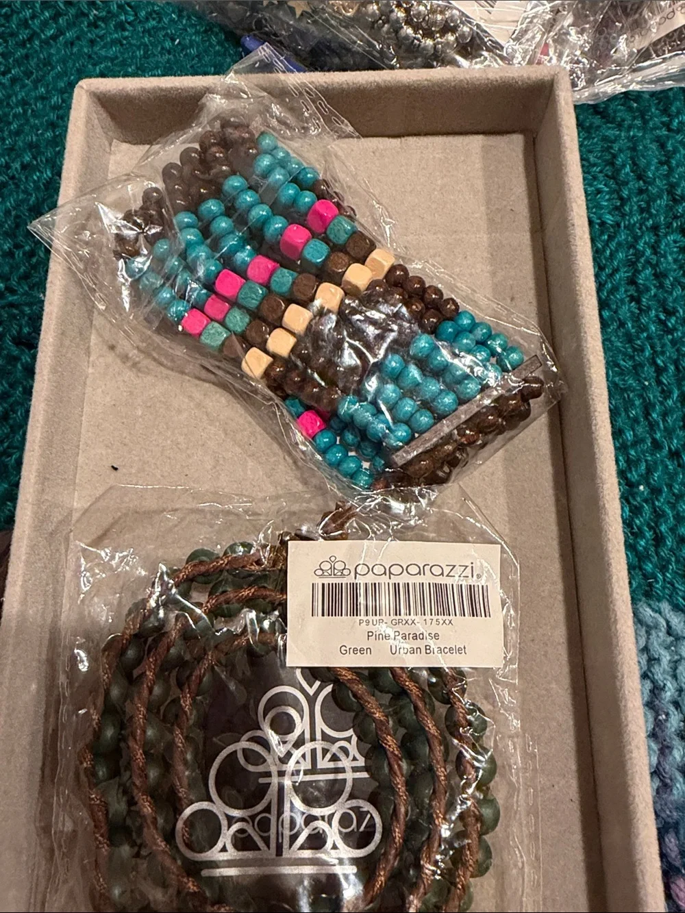 Paparazzi Turquoise, Brown & Hot Pink Beaded Bracelet Set